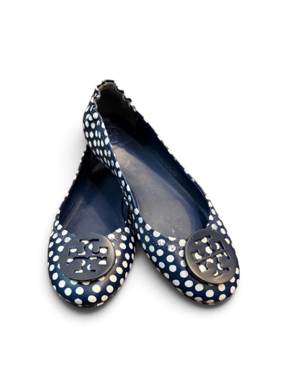 Tory Burch Navy and White Polka Dot Flats